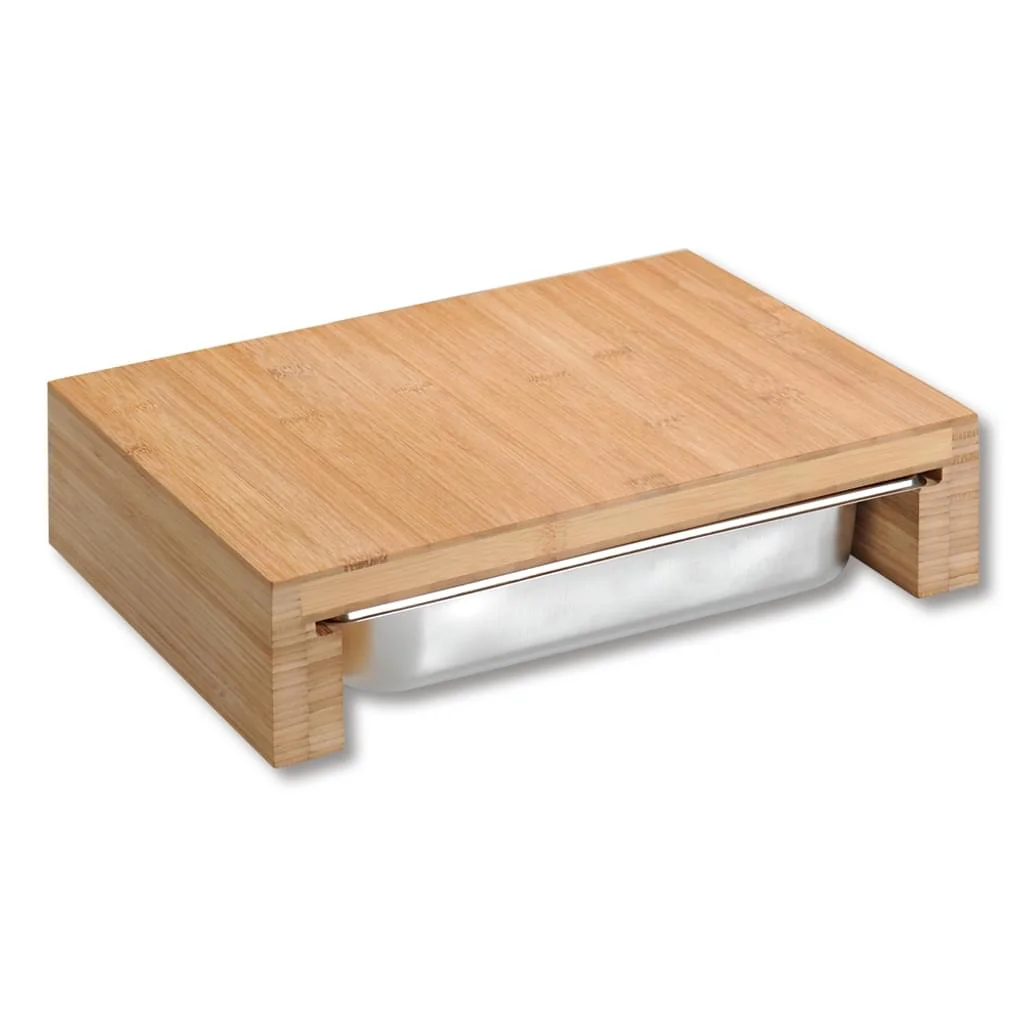 Bamboo Cutting Board with Stainless Steel Tray for kitchen Accessories kitchen Furniture
