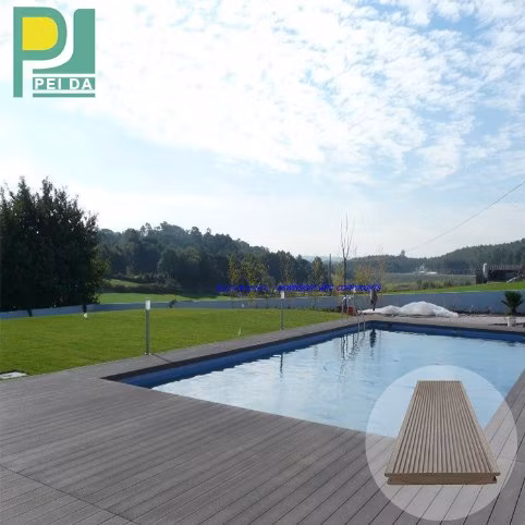 Открытый двор прямоугольник HDPE бамбуковый пластик WPC коэкструдированный пол для патио без зазоров